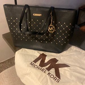 Michael Kors Large black tote purse with gold!!!